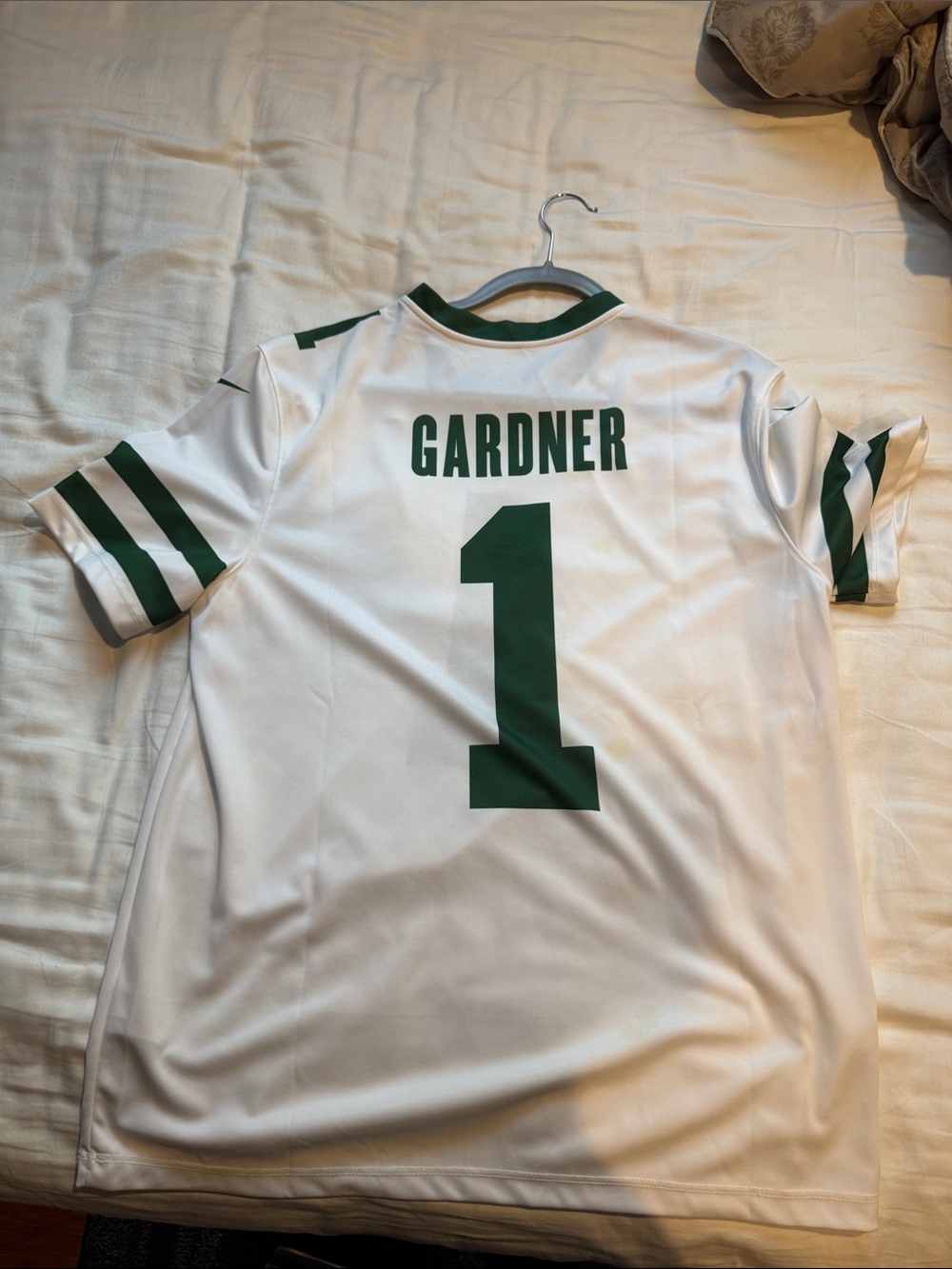 NY Jets NFL White and Green 'Gardner' #1 Football Jersey